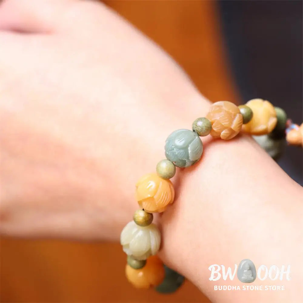Buddha Stones Bodhi Seed Lotus Green Sandalwood Wisdom Harmony Bracelet - BWOOOH - Bodhi Seed(Auspiciousness♥Luck)