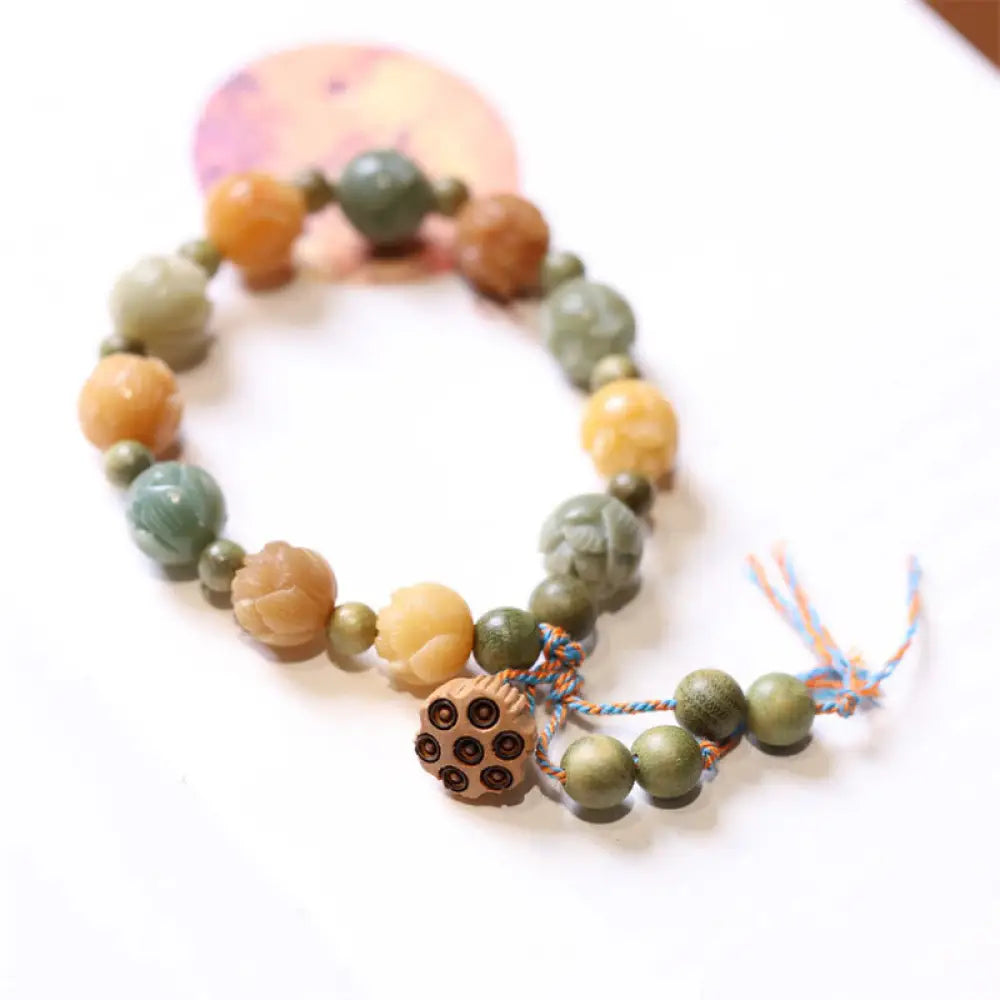 BWOOOH Bodhi Seed Lotus Green Sandalwood Wisdom Harmony Bracelet - BWOOOH - Bodhi Seed(Auspiciousness♥Luck)