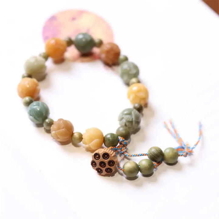 BWOOOH Bodhi Seed Lotus Green Sandalwood Wisdom Harmony Bracelet - BWOOOH - Bodhi Seed(Auspiciousness♥Luck)