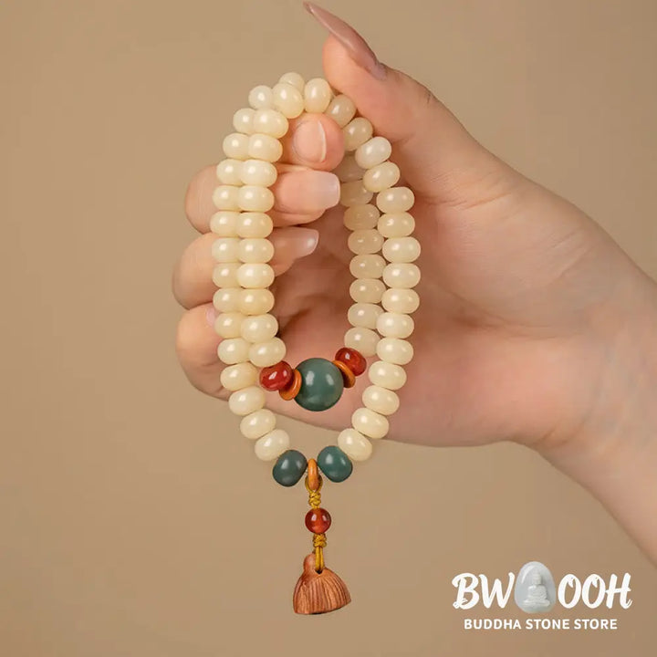 Buddha Stones Bodhi Seed Lotus Pod Charm Peace Double Wrap Bracelet - BWOOOH - Bodhi Seed(Wisdom♥Wake Up) - Bracelet