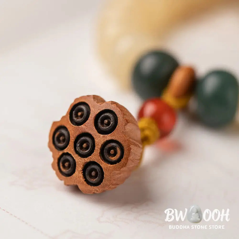 Buddha Stones Bodhi Seed Lotus Pod Charm Peace Double Wrap Bracelet - BWOOOH - Bodhi Seed(Wisdom♥Wake Up) - Bracelet