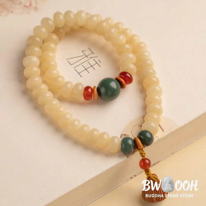 Buddha Stones Bodhi Seed Lotus Pod Charm Peace Double Wrap Bracelet - BWOOOH - Bodhi Seed(Wisdom♥Wake Up) - Bracelet