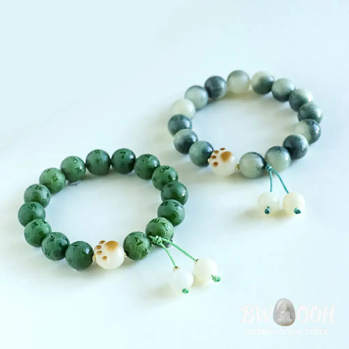 Buddha Stones Bodhi Seed Om Mani Padme Hum Carved Harmony Bracelet - BWOOOH - Bracelet