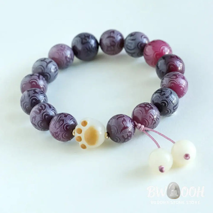 Buddha Stones Bodhi Seed Om Mani Padme Hum Carved Harmony Bracelet - BWOOOH - Bracelet