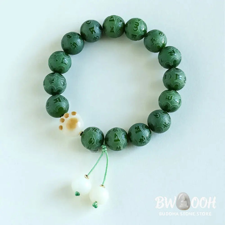 Buddha Stones Bodhi Seed Om Mani Padme Hum Carved Harmony Bracelet - BWOOOH - Bracelet