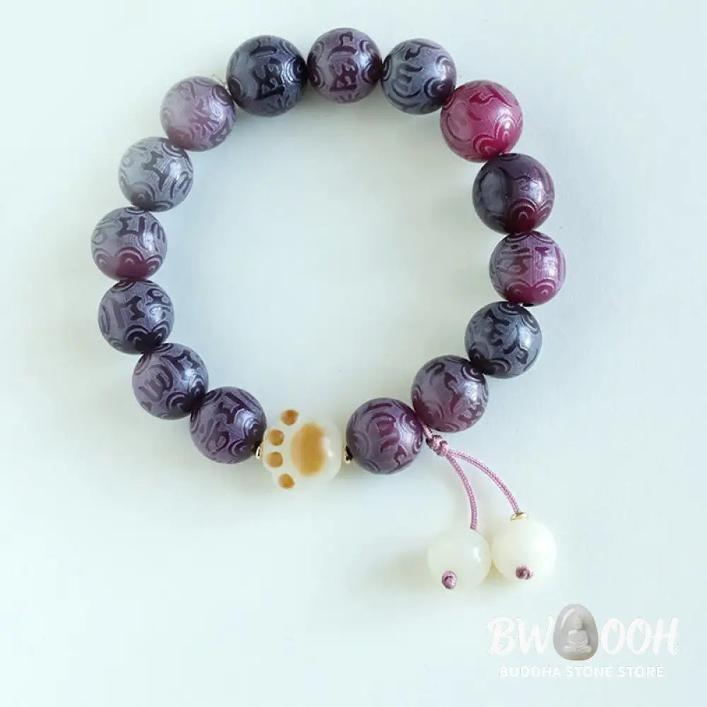 Buddha Stones Bodhi Seed Om Mani Padme Hum Carved Harmony Bracelet - BWOOOH - Bracelet