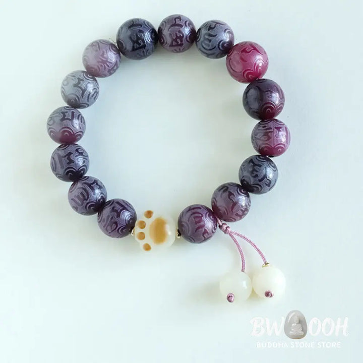 Buddha Stones Bodhi Seed Om Mani Padme Hum Carved Harmony Bracelet - BWOOOH - Bracelet