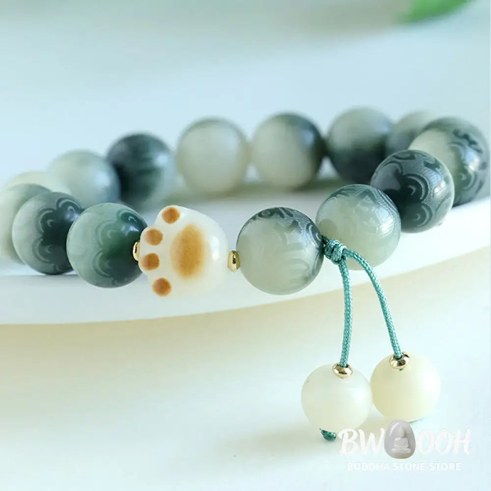 Buddha Stones Bodhi Seed Om Mani Padme Hum Carved Harmony Bracelet - BWOOOH - Bracelet