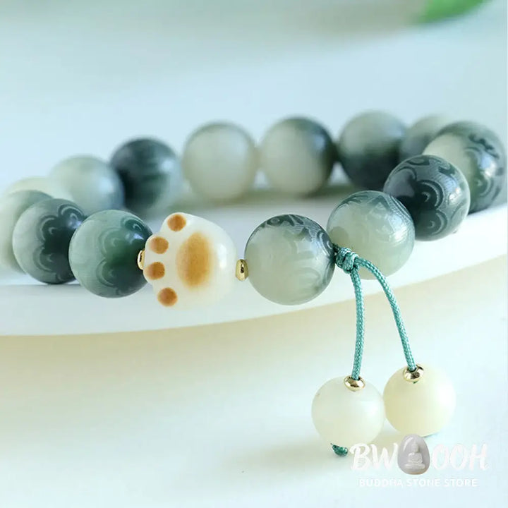 Buddha Stones Bodhi Seed Om Mani Padme Hum Carved Harmony Bracelet - BWOOOH - Bracelet