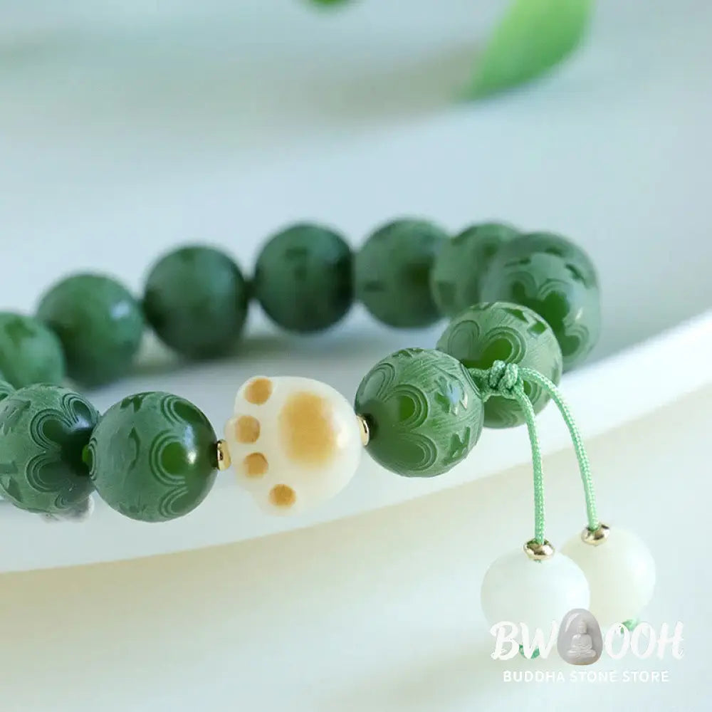 Buddha Stones Bodhi Seed Om Mani Padme Hum Carved Harmony Bracelet - BWOOOH - Bracelet