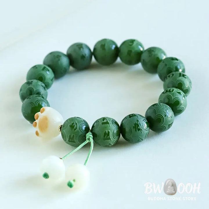 Buddha Stones Bodhi Seed Om Mani Padme Hum Carved Harmony Bracelet - BWOOOH - Bracelet