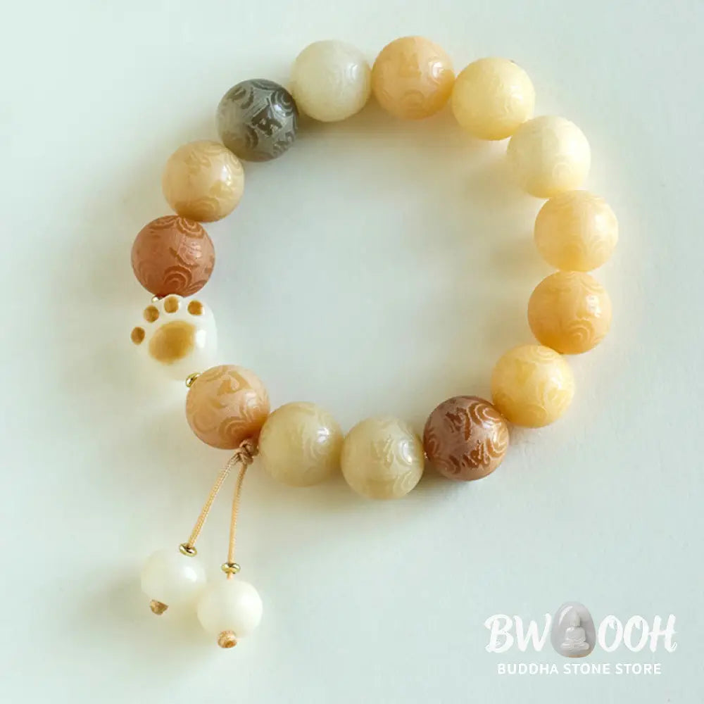 Buddha Stones Bodhi Seed Om Mani Padme Hum Carved Harmony Bracelet - BWOOOH - Bracelet