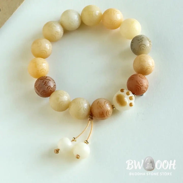 Buddha Stones Bodhi Seed Om Mani Padme Hum Carved Harmony Bracelet - BWOOOH - Bracelet