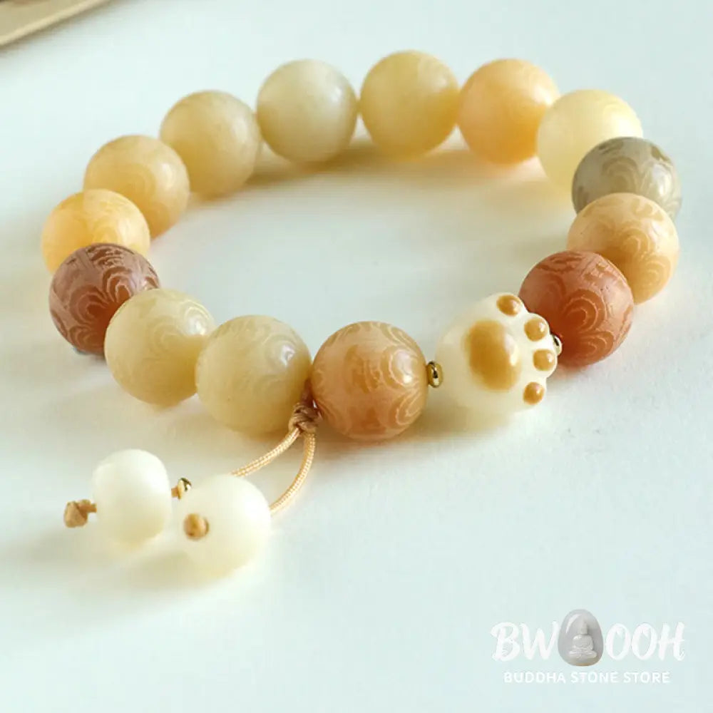 Buddha Stones Bodhi Seed Om Mani Padme Hum Carved Harmony Bracelet - BWOOOH - Bracelet
