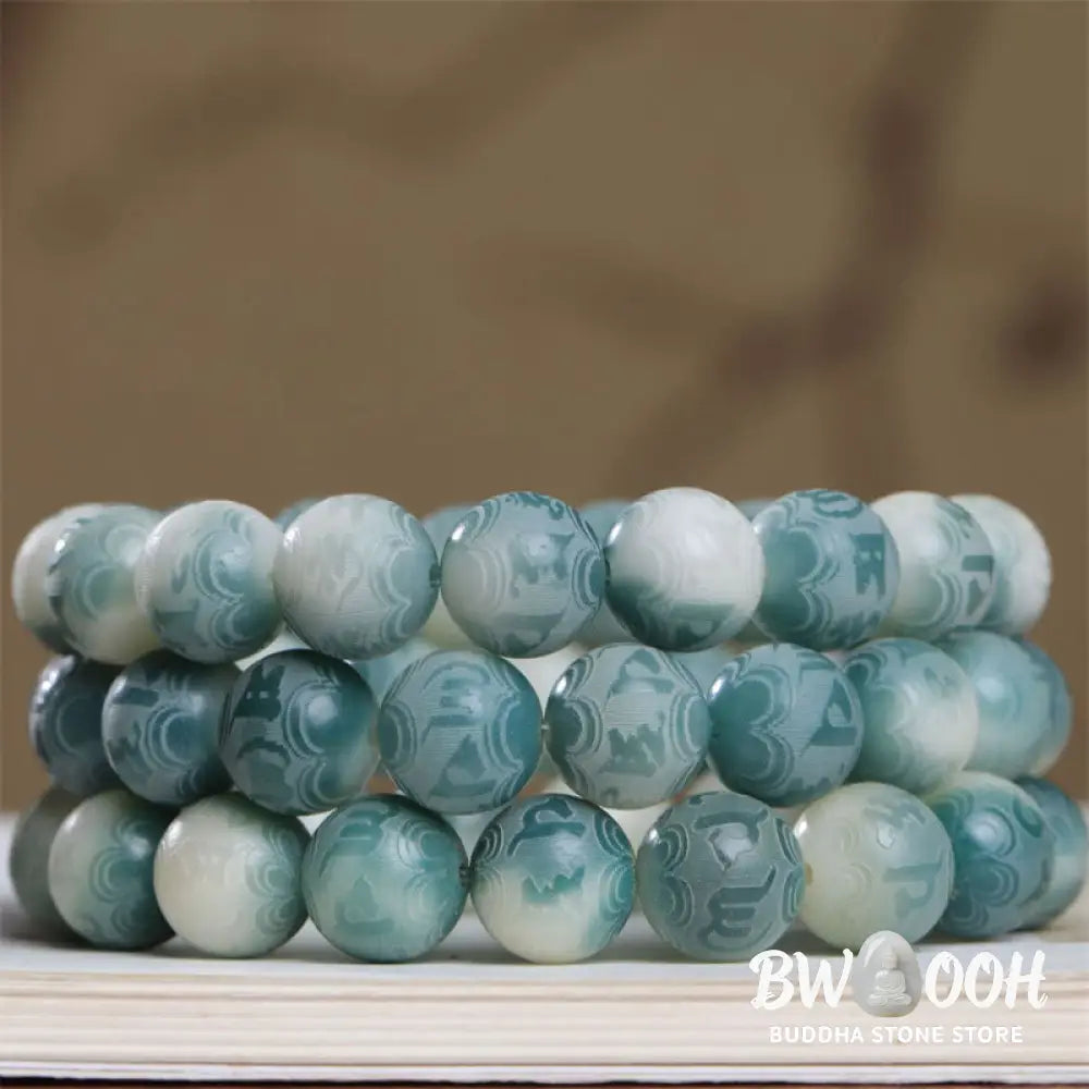 Buddha Stones Bodhi Seed Om Mani Padme Hum Engraved Keep Away Evil Spirits Bracelet - Bracelet