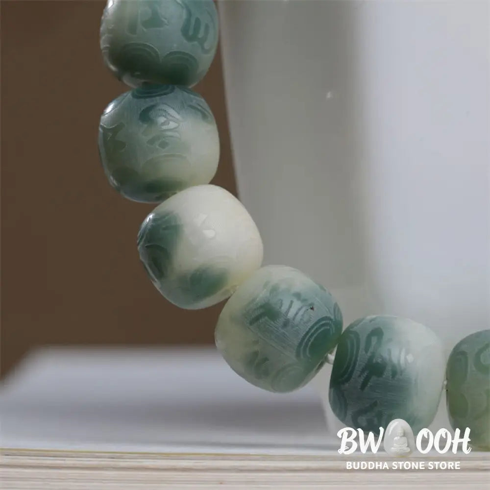 Buddha Stones Bodhi Seed Om Mani Padme Hum Engraved Keep Away Evil Spirits Bracelet - Bracelet