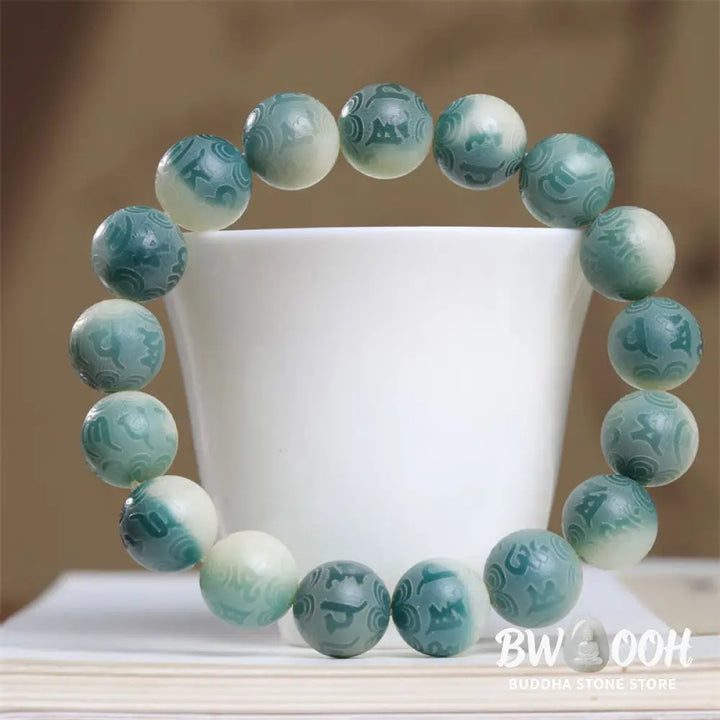 Buddha Stones Bodhi Seed Om Mani Padme Hum Engraved Keep Away Evil Spirits Bracelet - Bracelet