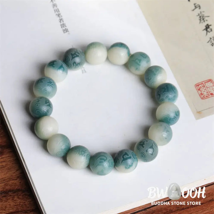 Buddha Stones Bodhi Seed Om Mani Padme Hum Engraved Keep Away Evil Spirits Bracelet - Bracelet