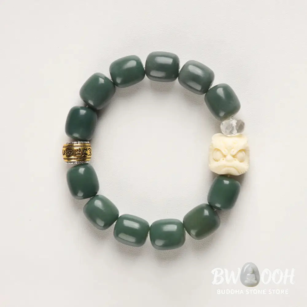 BWOOOH Bodhi Seed Om Mani Padme Hum Lion Head Peace Brace