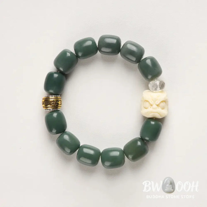 BWOOOH Bodhi Seed Om Mani Padme Hum Lion Head Peace Brace