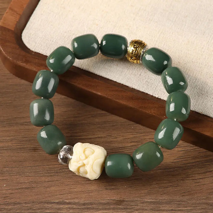 BWOOOH Bodhi Seed Om Mani Padme Hum Lion Head Peace Brace
