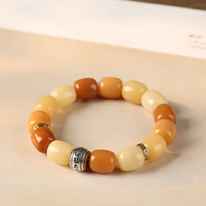 BWOOOH Bodhi Seed Om Mani Padme Hum Lion Head Peace Brace