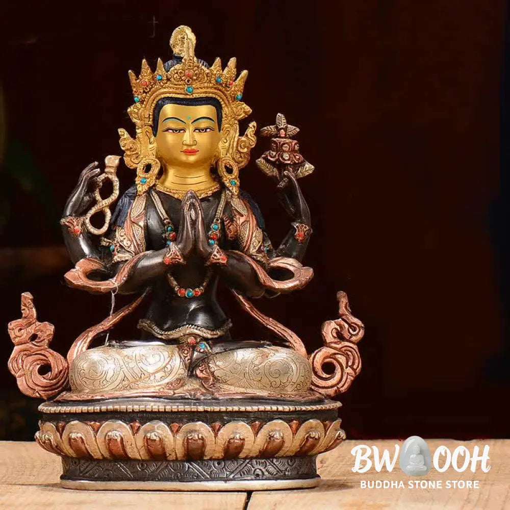 BWOOOH copper Kwan Yin statue - Bodhisattva Chenrezig Four-armed Av