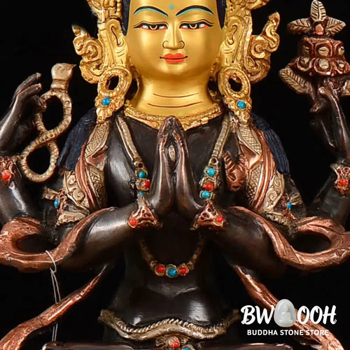 BWOOOH copper Kwan Yin statue - Bodhisattva Chenrezig Four-armed Av