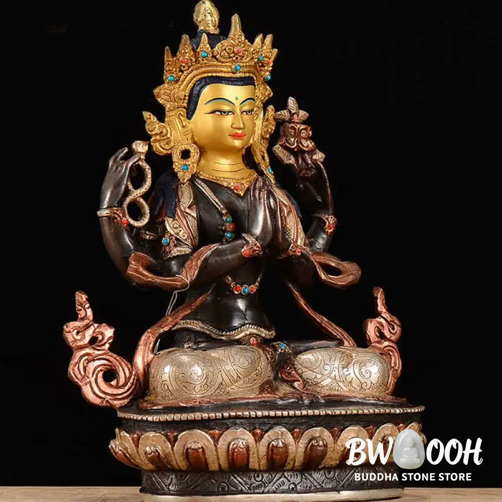 BWOOOH copper Kwan Yin statue - Bodhisattva Chenrezig Four-armed Av