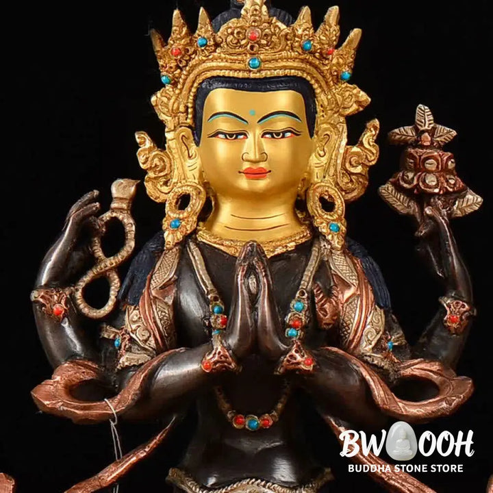BWOOOH copper Kwan Yin statue - Bodhisattva Chenrezig Four-armed Av
