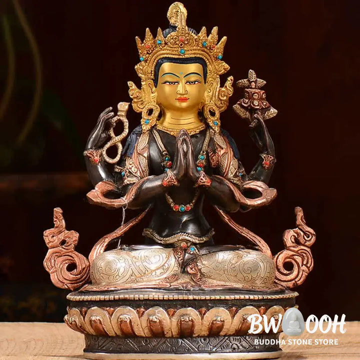 BWOOOH copper Kwan Yin statue - Bodhisattva Chenrezig Four-armed Av
