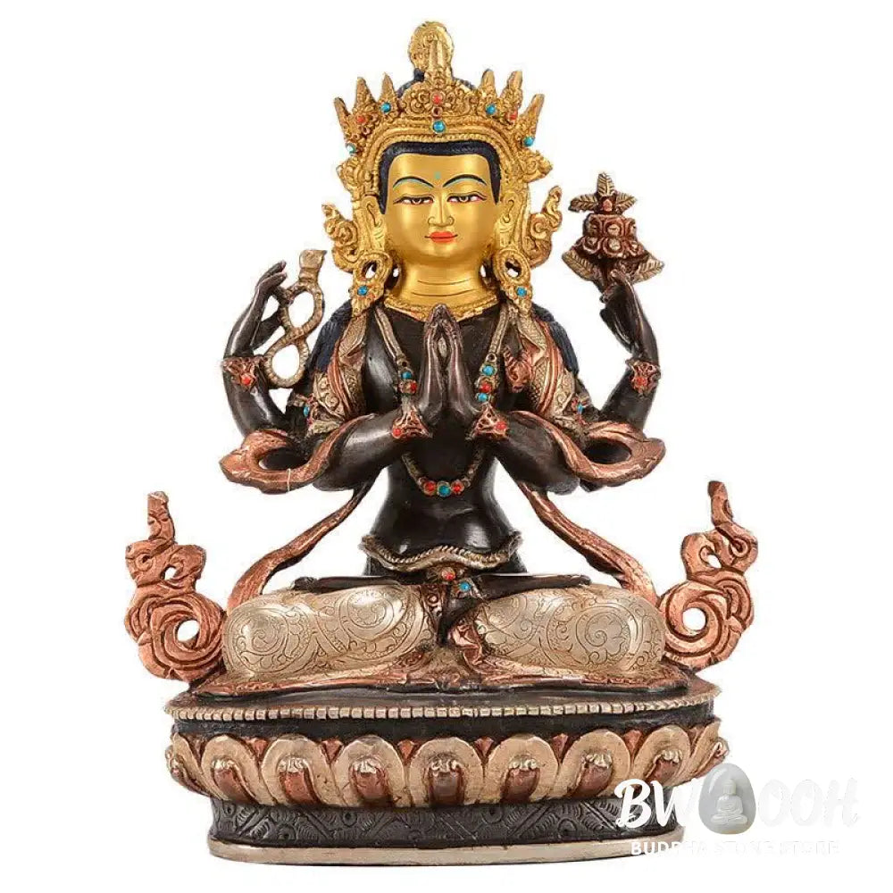 BWOOOH copper Kwan Yin statue - Bodhisattva Chenrezig Four-armed Av