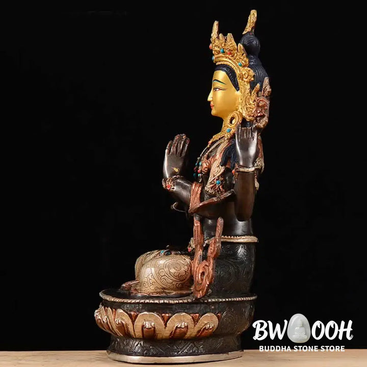 BWOOOH copper Kwan Yin statue - Bodhisattva Chenrezig Four-armed Av