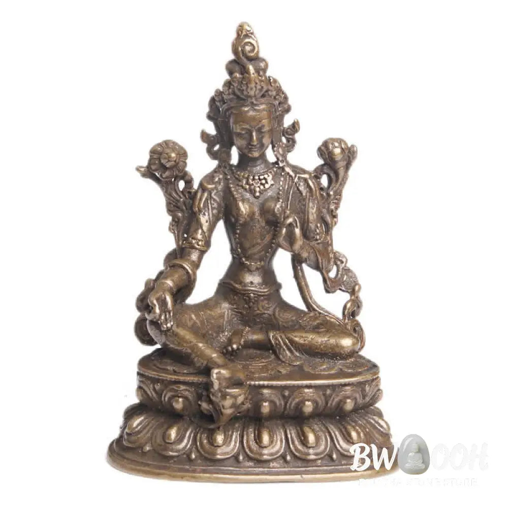 BWOOOH Bodhisattva Green Tara Calm Hope Copper Statue Decoration - 55.5*38.8mm - Decorations