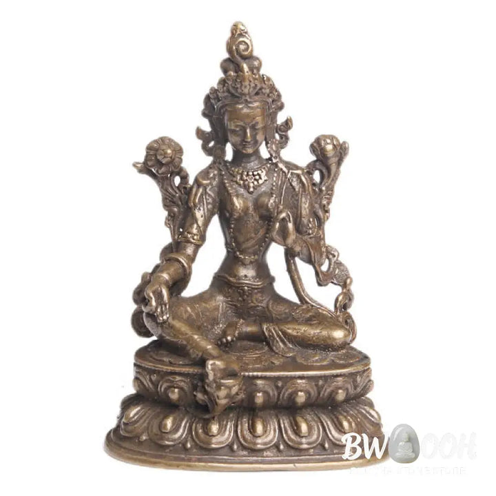 BWOOOH Bodhisattva Green Tara Calm Hope Copper Statue Decoration - 55.5*38.8mm - Decorations