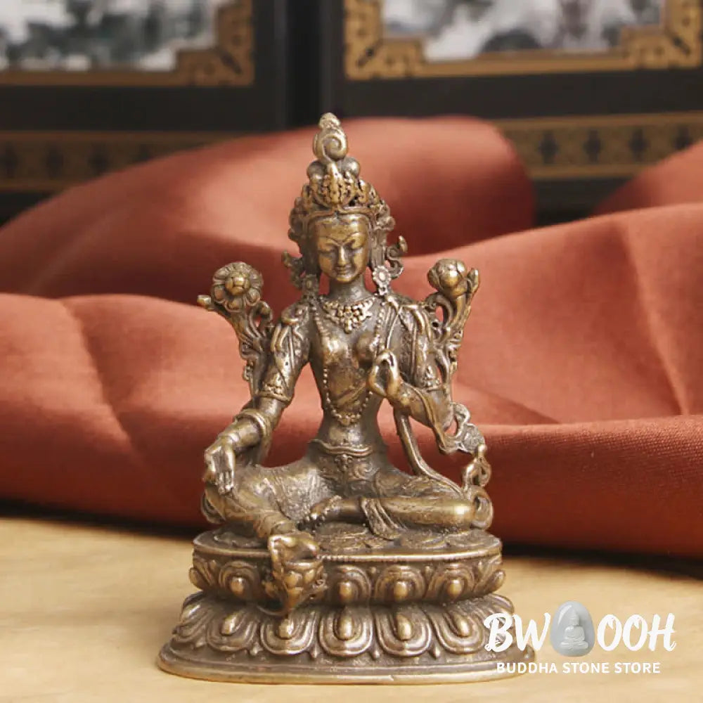 BWOOOH Bodhisattva Green Tara Calm Hope Copper Statue Decoration - 55.5*38.8mm - Decorations