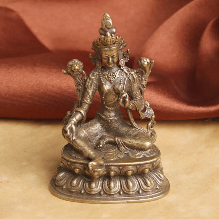 BWOOOH Bodhisattva Green Tara Calm Hope Copper Statue Decoration - 55.5*38.8mm - Decorations