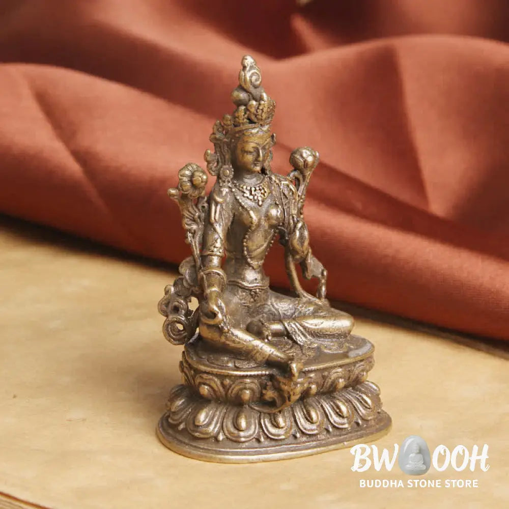 BWOOOH Bodhisattva Green Tara Calm Hope Copper Statue Decoration - 55.5*38.8mm - Decorations