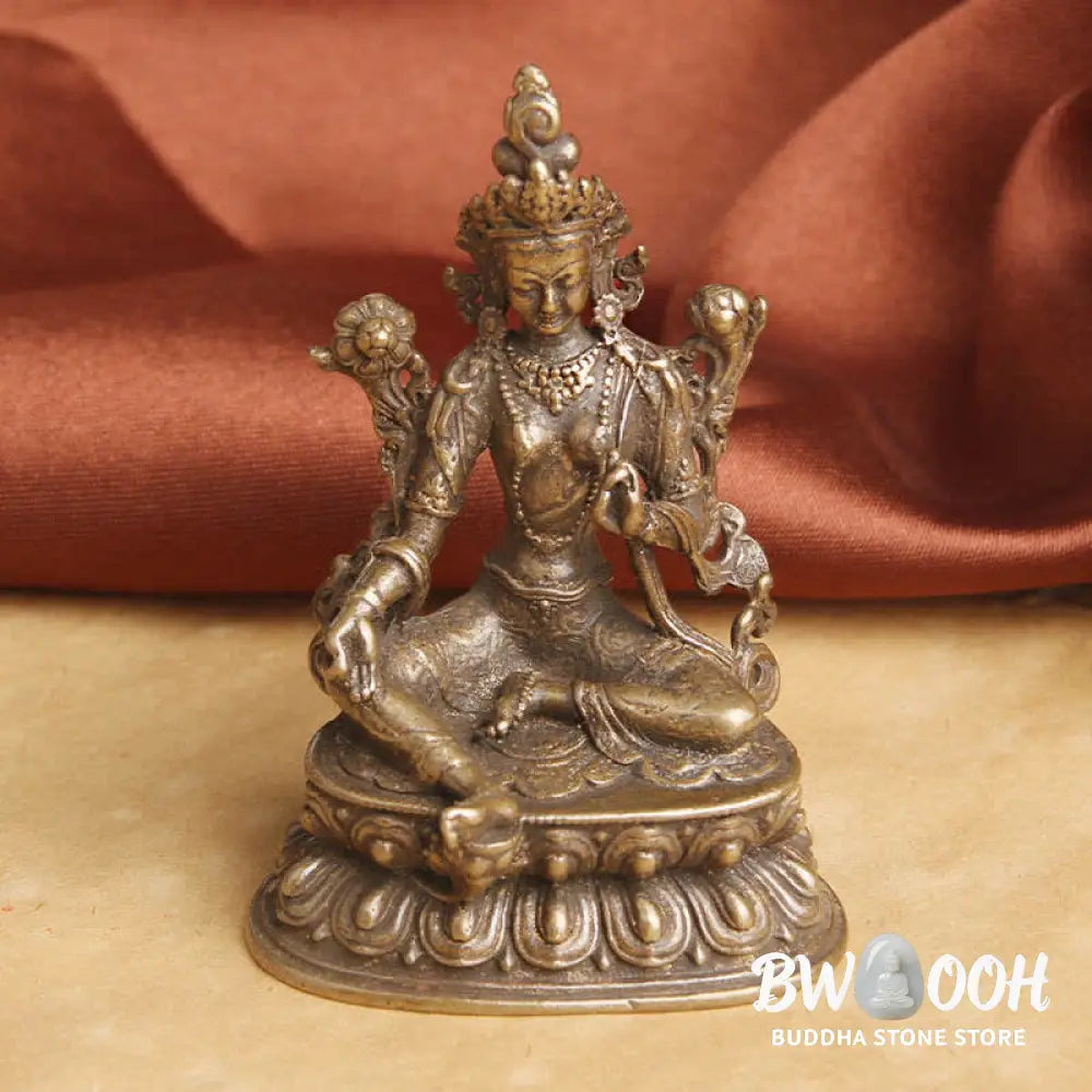 BWOOOH Bodhisattva Green Tara Calm Hope Copper Statue Decoration - 55.5*38.8mm - Decorations