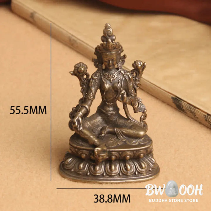 BWOOOH Bodhisattva Green Tara Calm Hope Copper Statue Decoration - 55.5*38.8mm - Decorations
