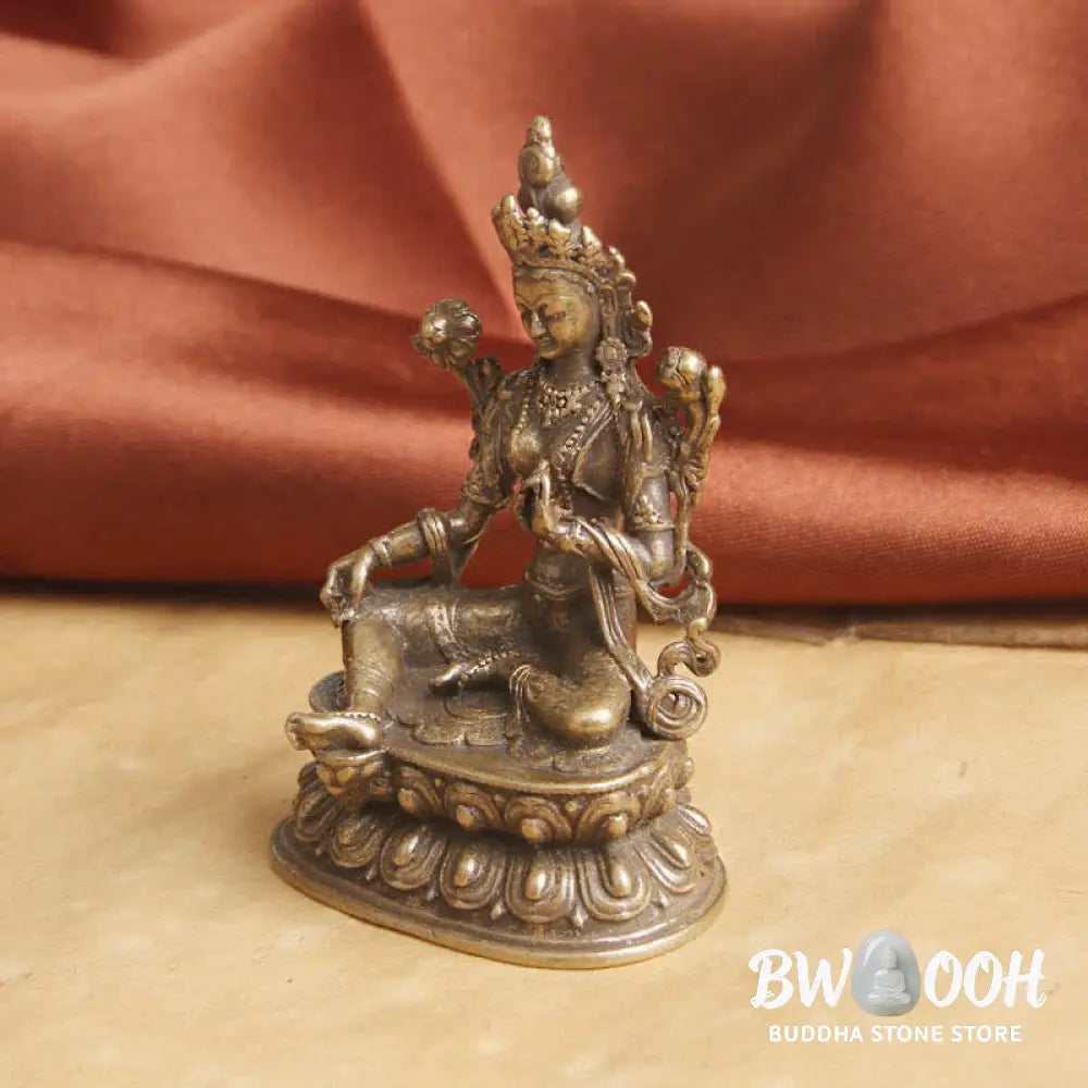BWOOOH Bodhisattva Green Tara Calm Hope Copper Statue Decoration - 55.5*38.8mm - Decorations