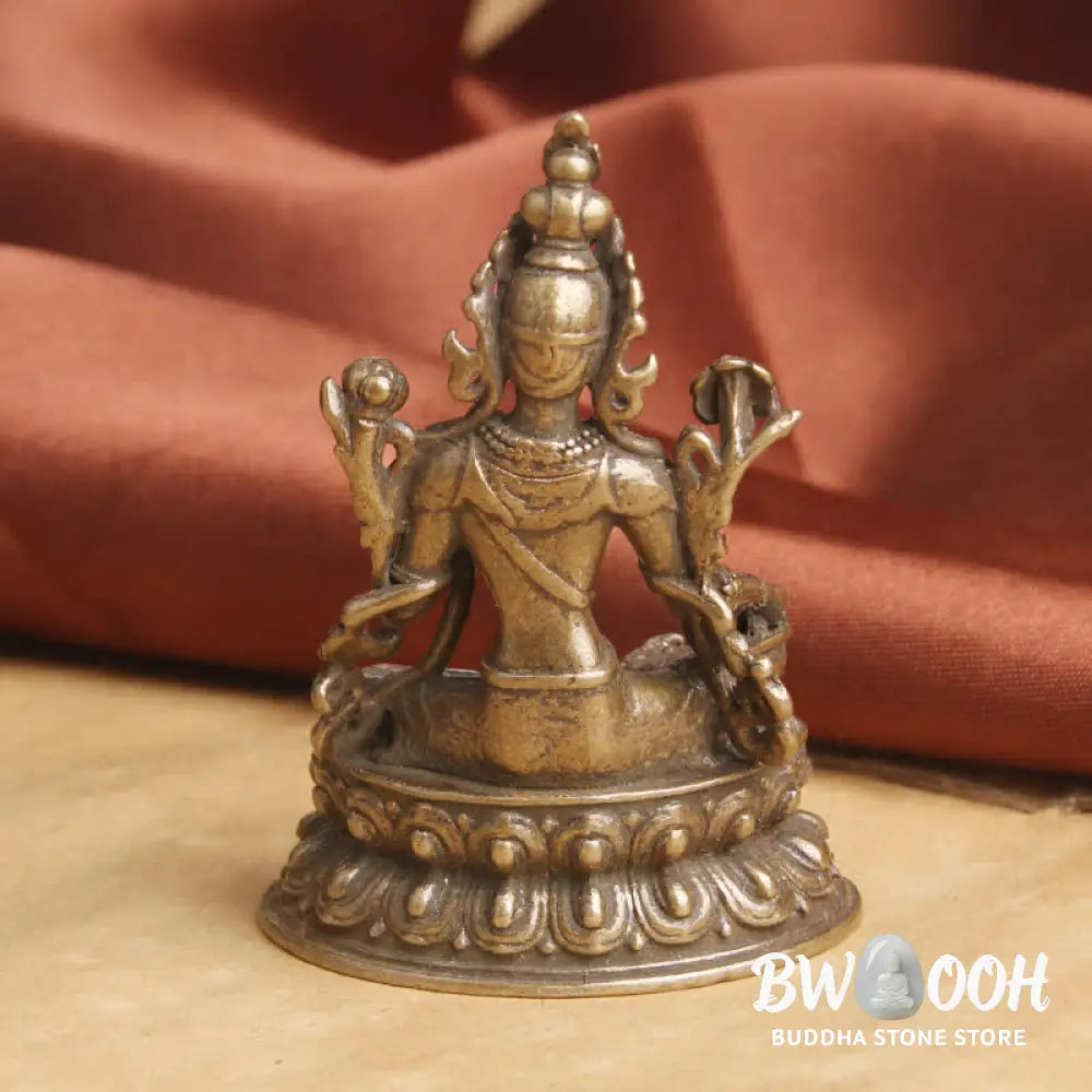 BWOOOH Bodhisattva Green Tara Calm Hope Copper Statue Decoration - 55.5*38.8mm - Decorations