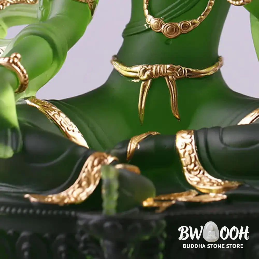 BWOOOH Bodhisattva Green Tara Handmade Liuli Crystal Art Piece Protection Home Office Statue Decoration