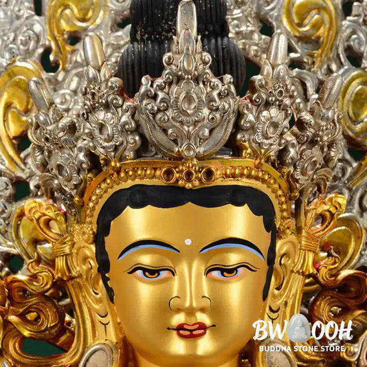 BWOOOH Bodhisattva Green Tara Hope Copper Statue Decoration - 10 Inch - Decorations