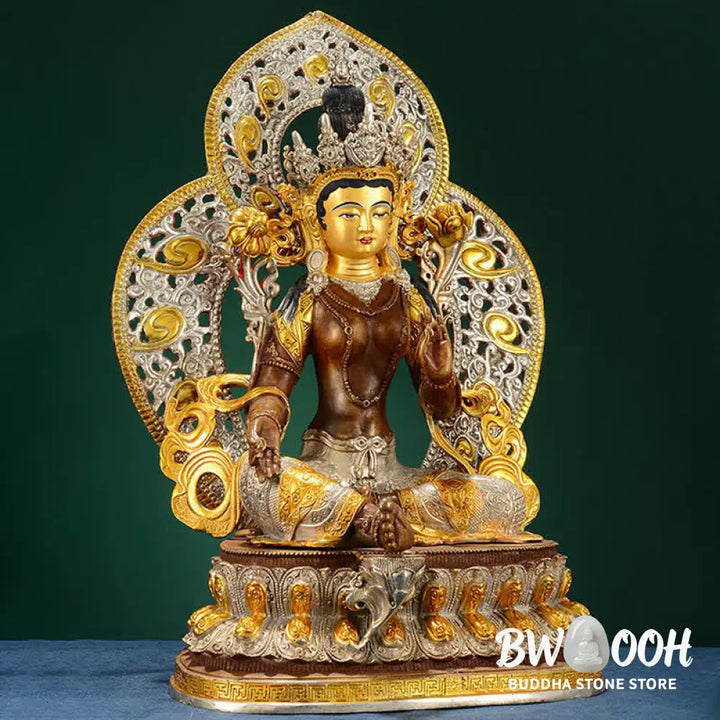 BWOOOH Bodhisattva Green Tara Hope Copper Statue Decoration - 10 Inch - Decorations