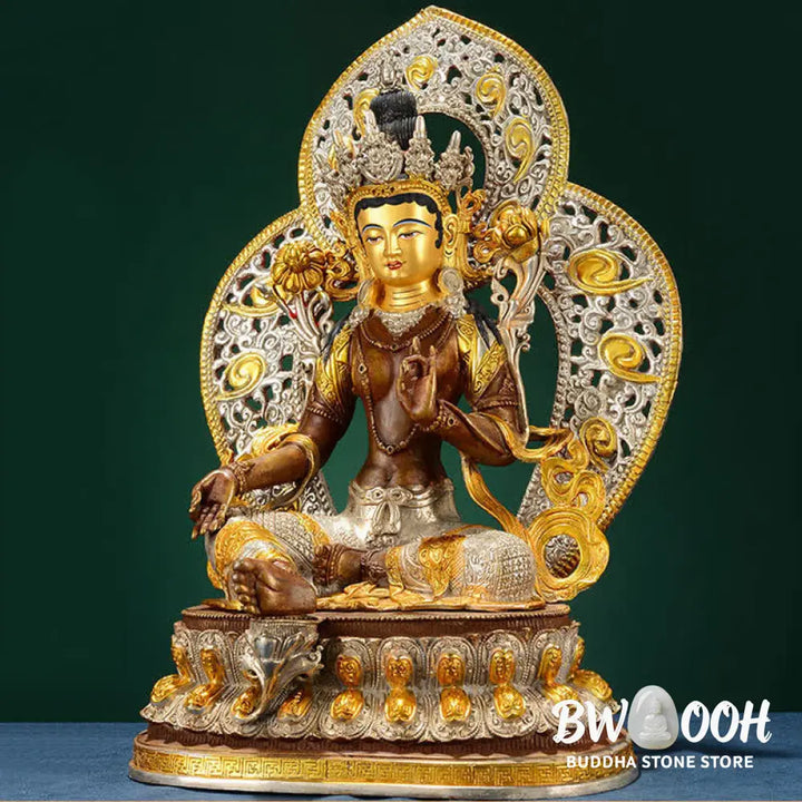 BWOOOH Bodhisattva Green Tara Hope Copper Statue Decoration - 10 Inch - Decorations