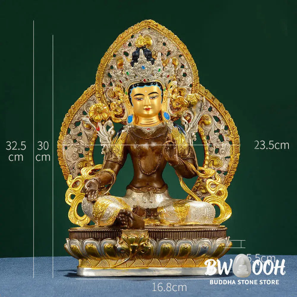 BWOOOH Bodhisattva Green Tara Hope Copper Statue Decoration - 10 Inch - Decorations