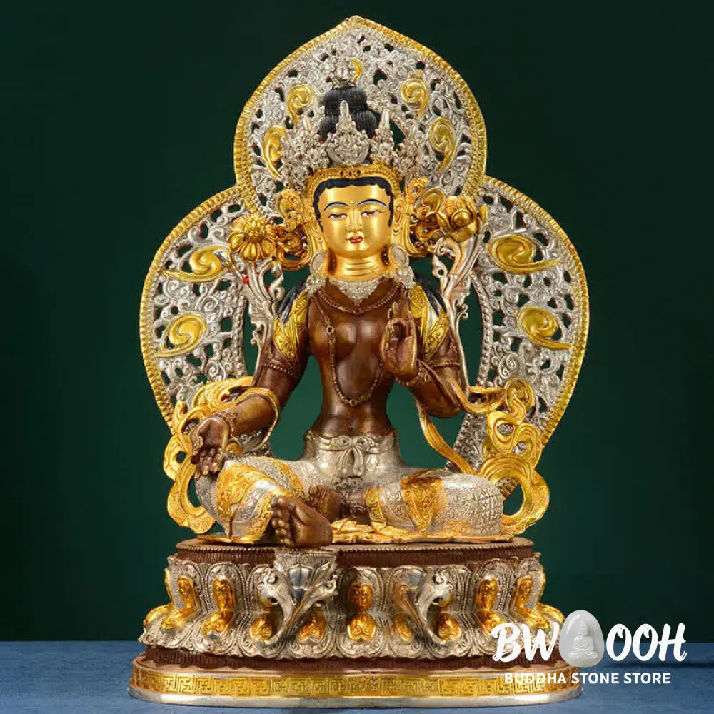 BWOOOH Bodhisattva Green Tara Hope Copper Statue Decoration - 10 Inch - Decorations