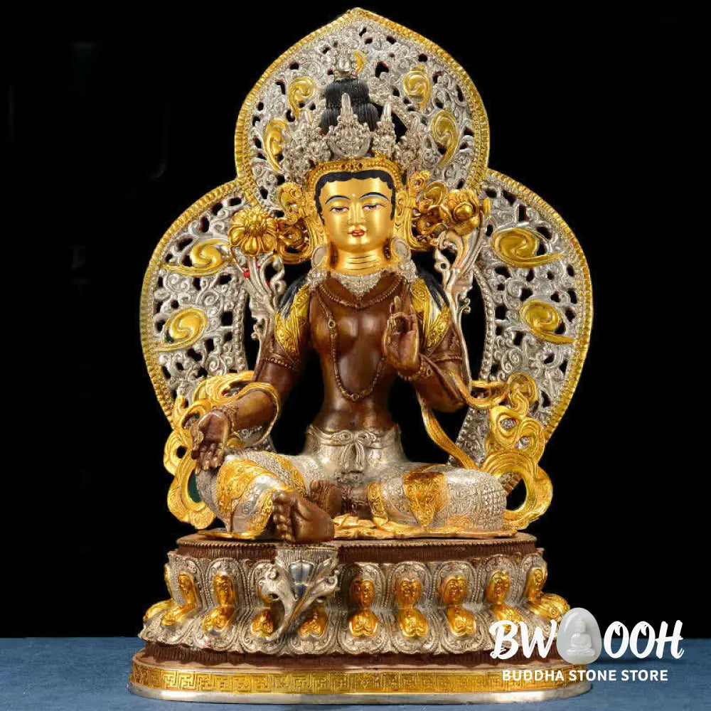 BWOOOH Bodhisattva Green Tara Hope Copper Statue Decoration - 10 Inch - Decorations