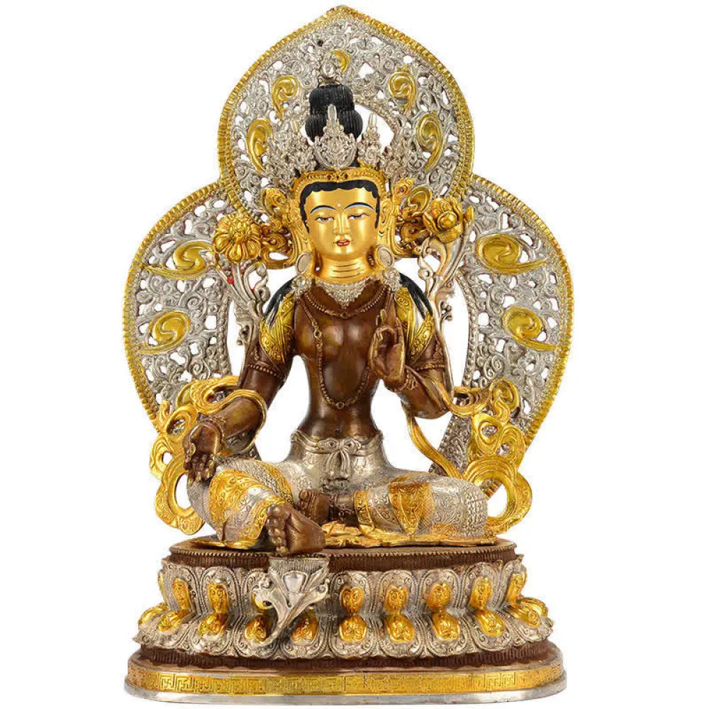 BWOOOH Bodhisattva Green Tara Hope Copper Statue Decoration - 10 Inch - Decorations